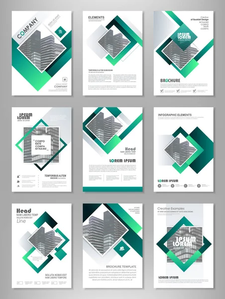 Modelli Diapositive Presentazione Astratta Verde Brochure Template Brochure Brochure Layout — Vettoriale Stock