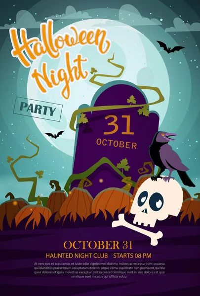 Illustrazione Vettoriale Halloween Party Flyer Invito Alla Festa Halloween Con — Vettoriale Stock