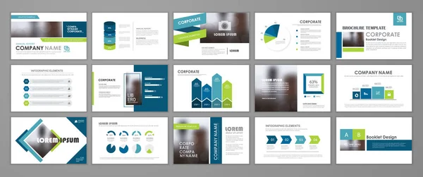 Blauwe Abstracte Presentatie Dia Sjablonen Infografische Elementen Template Set Voor — Stockvector