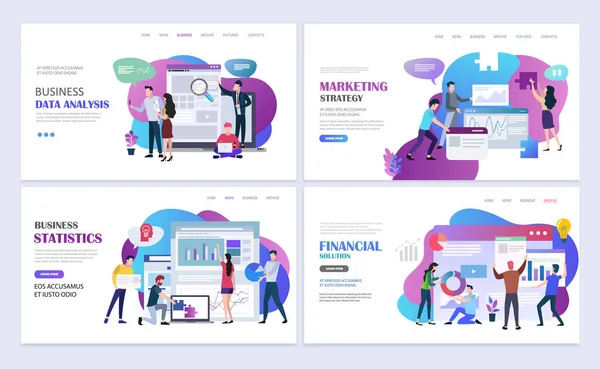 Sociedades empresariales landing pages plantilla — Archivo Imágenes Vectoriales