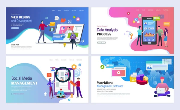 Modelo de landing pages de gerenciamento de mídia social —  Vetores de Stock