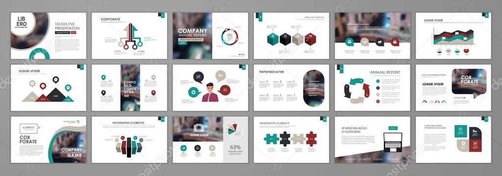 Presentation templates design. Vector templates portfolio with infographic elements. Multipurpose template for brochure cover, annual report, advertising, presentation slide, flyer leaflet.