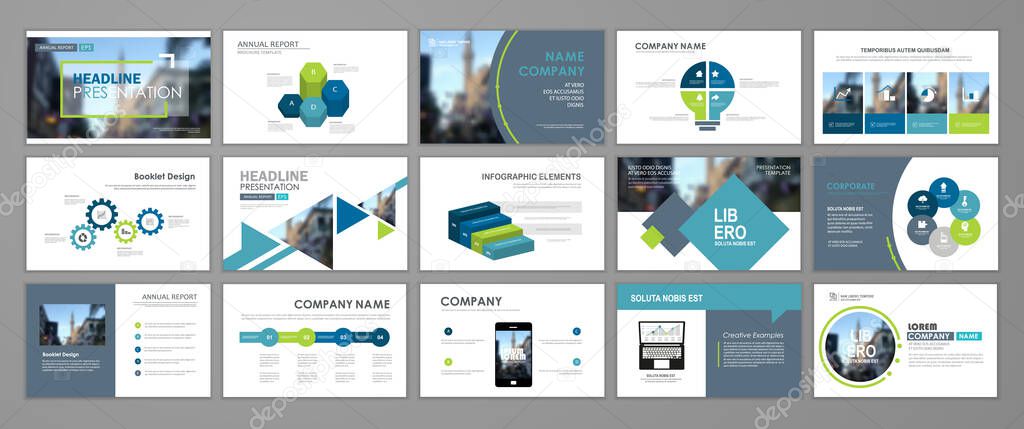 Presentation templates design. Vector templates portfolio with infographic elements. Multipurpose template for brochure cover, annual report, advertising, presentation slide, flyer leaflet.