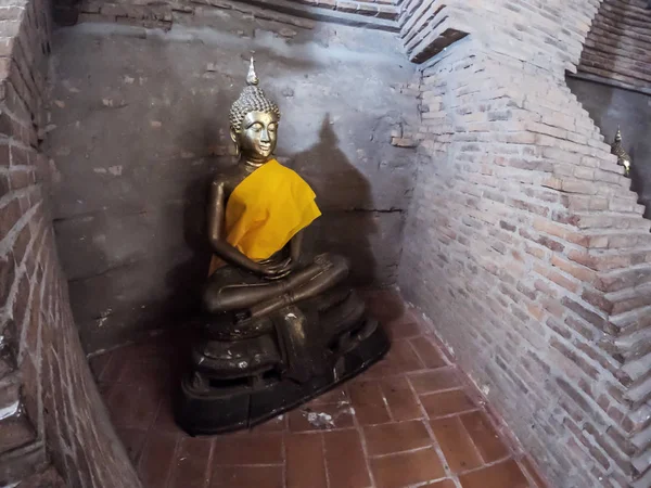 Estátua Buda Pagode Wat Yai Chaimongkol Chaimongkhon Phra Nakhon Ayutthaya — Fotografia de Stock