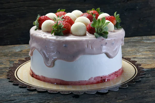 Vedere Aproape Tortului Delicios Căpșuni — Fotografie, imagine de stoc