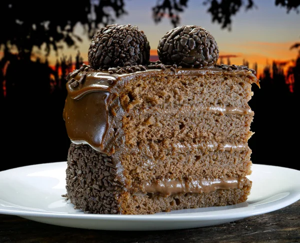Slice Chocolate Cake — Stock Photo, Image