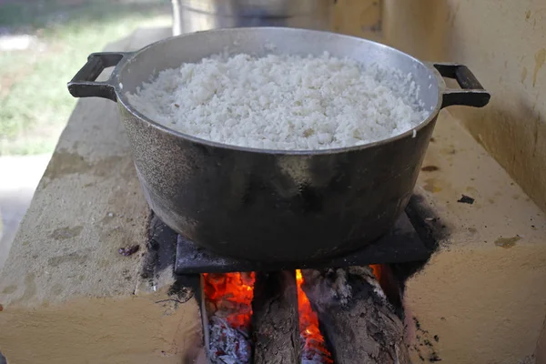 Holzofen Typischem Bauernhaus Inneren Brasiliens — Stockfoto