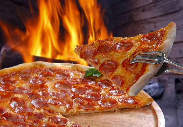 Slice Pepperoni Pizza — Stock Photo, Image