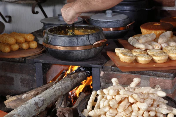 Estufa Leña Casa Rural Típica Interior Brasil — Foto de Stock