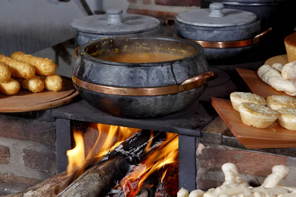 Holzofen Typischem Bauernhaus Inneren Brasiliens — Stockfoto