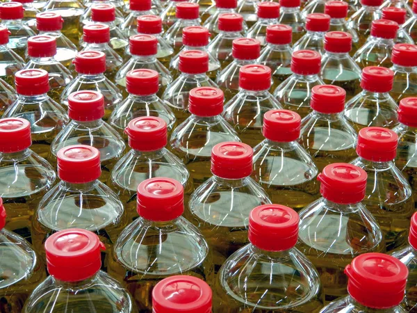 Desen fabrika depo stok ya da süpermarket, bitkisel yağ şişe