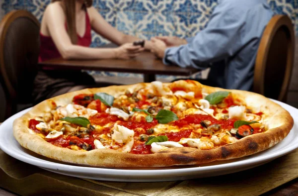 Delicious Seafood Pizza Food — Stock Photo, Image