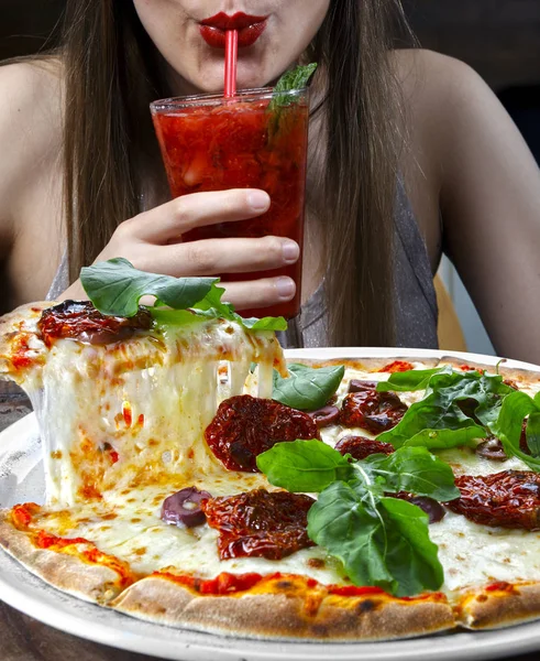 Fetta Pizza Formaggio Fuso — Foto Stock