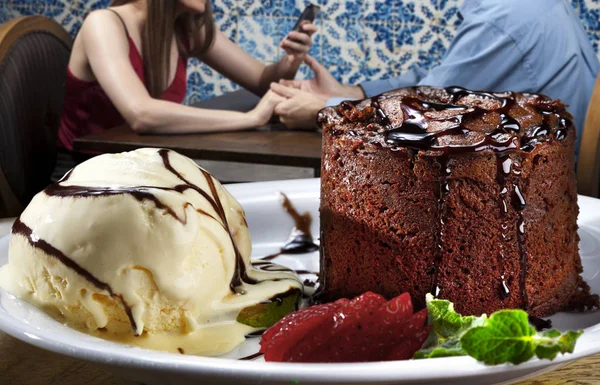 Chocolate Fondant Lava Cake Petit Gateau — Stock Photo, Image