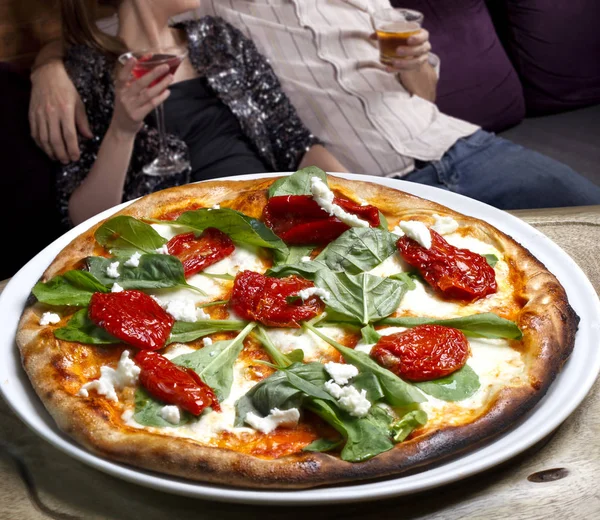 Pizza Mozzarella Dried Tomato — Stock Photo, Image