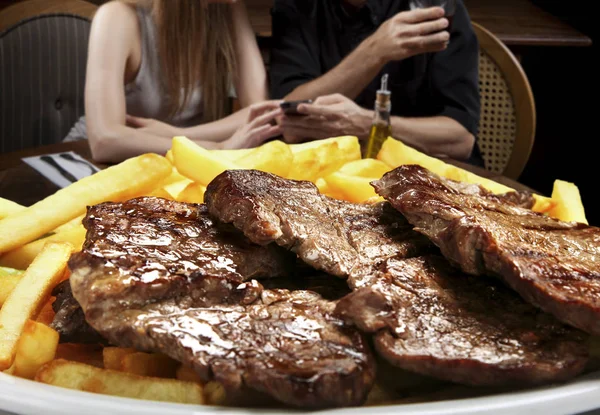 Picanha Met Friet Bier — Stockfoto