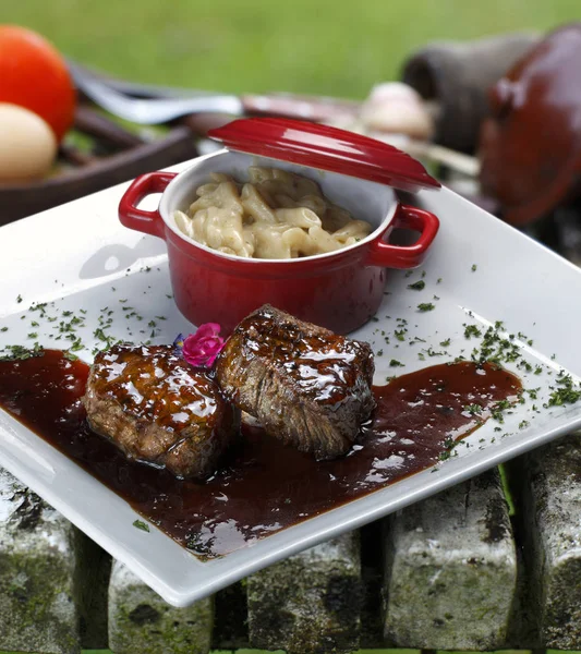 Filet Mignon Con Salsa Vino Rosso — Foto Stock