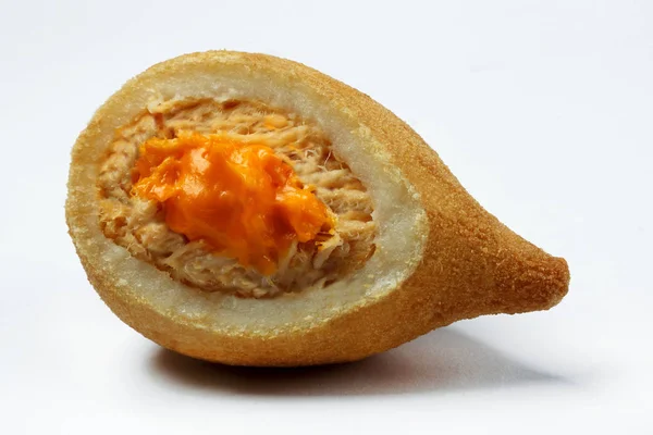 Brasilianischer Snack Coxinha Trockenfleisch Mit Cheddar — Stockfoto