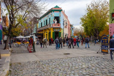 Buenos Aires, Arjantin 29 Mayıs 2015: Renkli evler Caminito cadde'La Boca, Buenos Aires - Imagem
