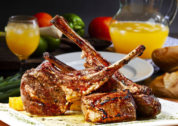 Delicious meat skewer food