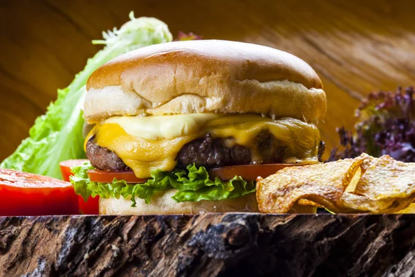 Homemade Gourmet Burger Delicious Fresh Ingredients — Stock Photo, Image