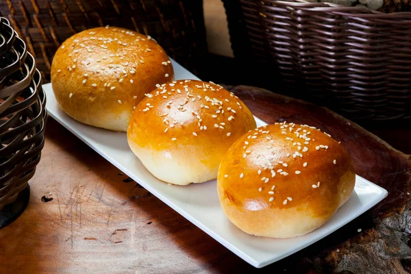 round sweet bread with sesame
