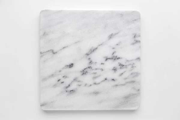 Square White Marble Cutting Board White Background Light Gray Marble — Stock Photo, Image