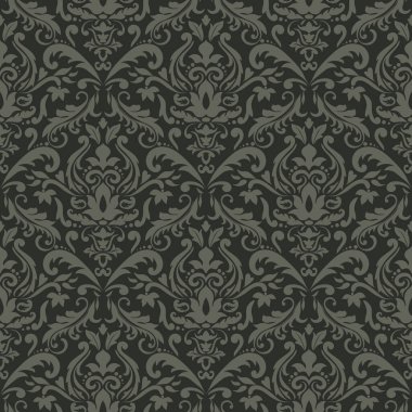 Duvar kağıdı, tekstil, yüzey, moda, arkaplan, fayans, sabit ev dekorasyonu, mobilya vs. için Damask vektörsüz desen.