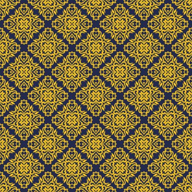 Duvar kağıdı, tekstil, yüzey, moda, arkaplan, fayans, sabit ev dekorasyonu, mobilya vs. için Damask vektörsüz desen.