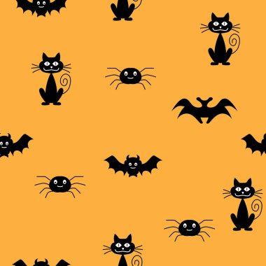 Duvar kağıdı, tekstil, yüzey, moda, arka plan, fayans, sabit ev dekoru, mobilya vs. için Cadılar Bayramı vektörsüz desen. Duvar kağıdı, tekstil, yüzey, moda, arka plan, fayans, sabit ev deco