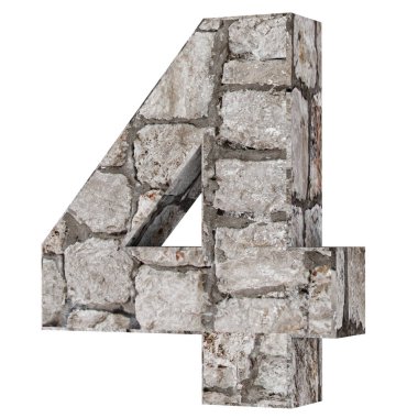 4-4 numaralı taş tuğla. 3D render illüstrasyon