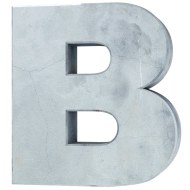 Büyük harf - beyaz arka plan üzerinde izole B beton. 3D render illüstrasyon