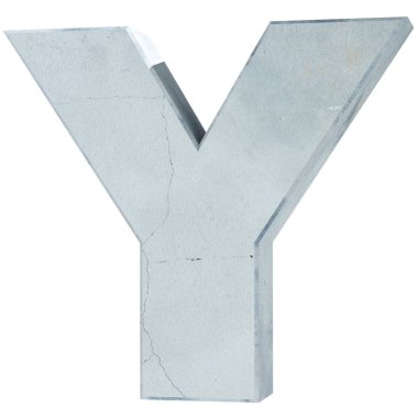 Büyük harf - beyaz arka plan üzerinde izole Y beton. 3D render illüstrasyon