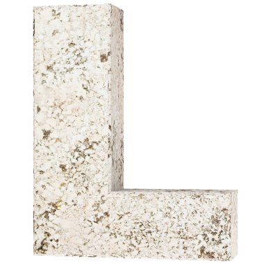 Büyük harf - L taş. 3D render illüstrasyon