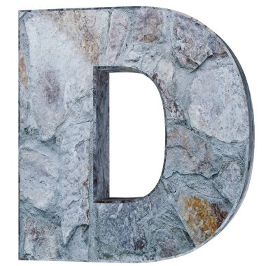 Büyük harf - D taş. 3D render illüstrasyon