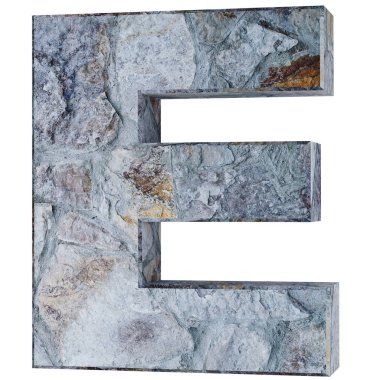 Büyük harf - E taş. 3D render illüstrasyon