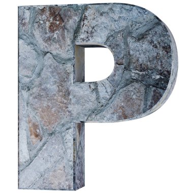 Büyük harf - P taş. 3D render illüstrasyon