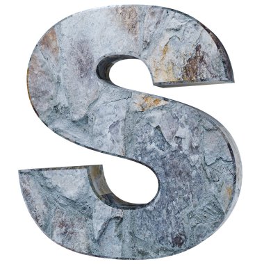 Büyük harf - S taş. 3D render illüstrasyon