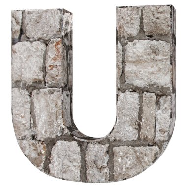 Büyük harf - taş tuğla--dan U. 3D render illüstrasyon.