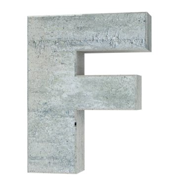 Büyük harf - beyaz arka plan üzerinde izole F beton. 3D render illüstrasyon