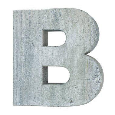 Büyük harf - beyaz arka plan üzerinde izole B beton. 3D render illüstrasyon