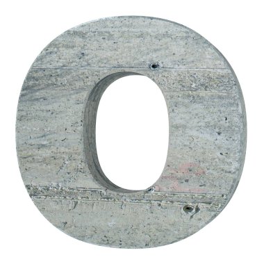 Büyük harf - beyaz arka plan üzerinde izole O beton. 3D render illüstrasyon