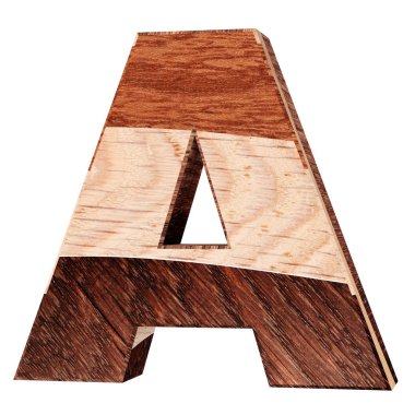 3D dekoratif ahşap alfabe, büyük harf A