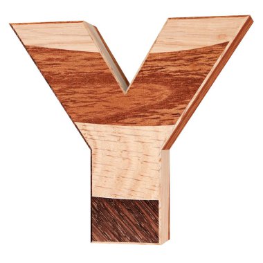 3D dekoratif ahşap alfabe, büyük harf Y