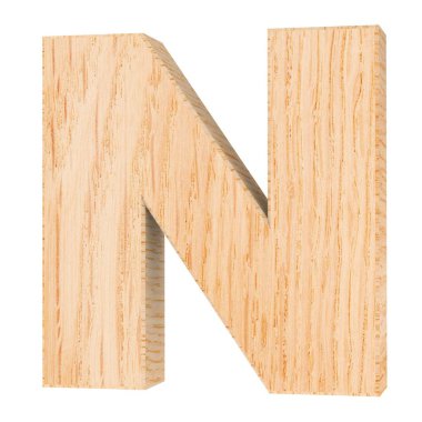 3D dekoratif ahşap alfabe, büyük harf N