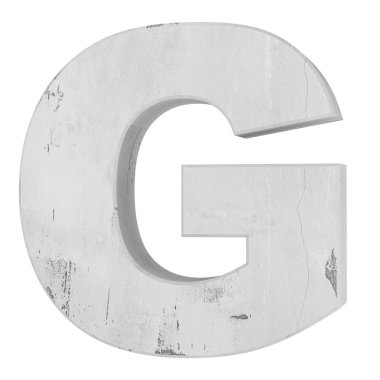Büyük harf - beyaz arka plan üzerinde izole G beton. 3D render illüstrasyon