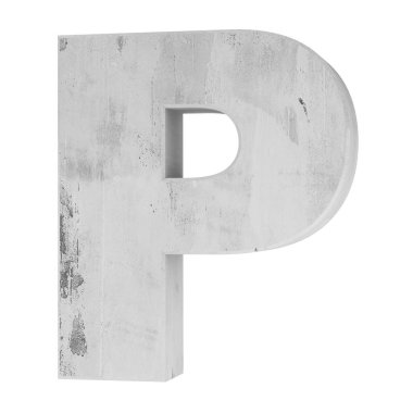 Büyük harf - beyaz arka plan üzerinde izole P beton. 3D render illüstrasyon