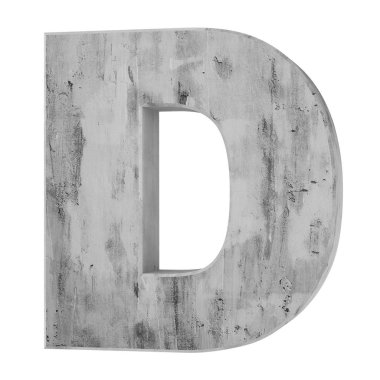 Büyük harf - beyaz arka plan üzerinde izole D beton. 3D render illüstrasyon