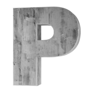 Büyük harf - beyaz arka plan üzerinde izole P beton. 3D render illüstrasyon