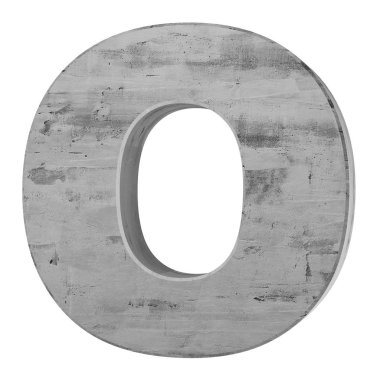 Büyük harf - beyaz arka plan üzerinde izole O beton. 3D render illüstrasyon